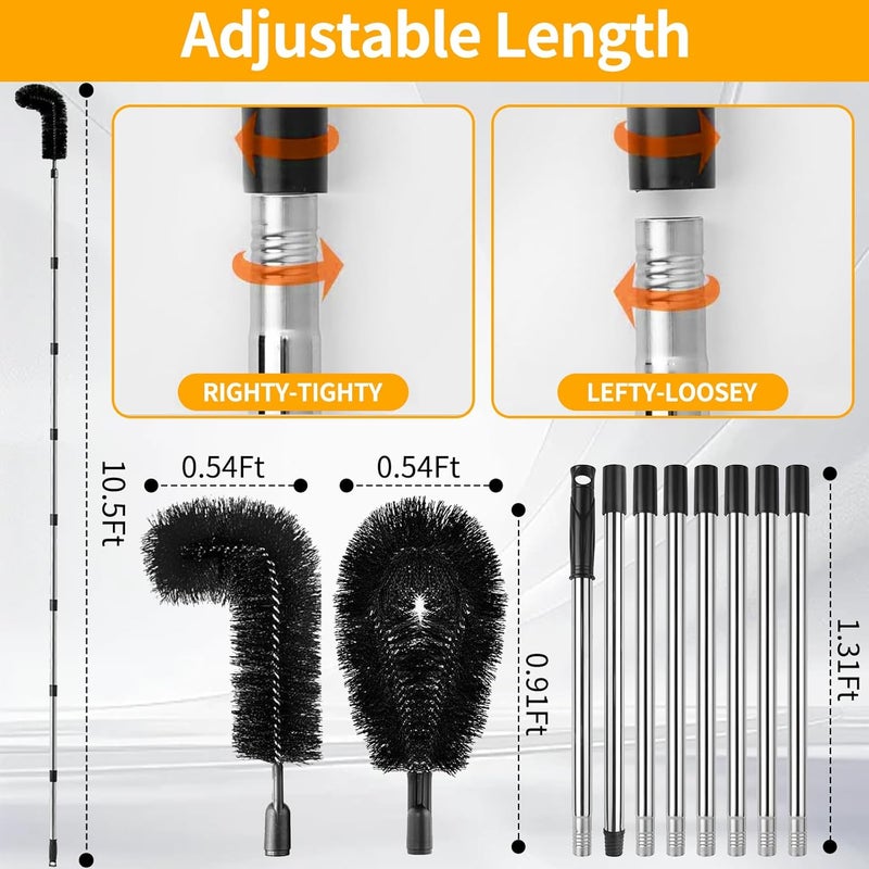 winying 10.5FT Gutter Cleaning Tools from The Ground, Adjustable Rain Gutter Cleaning Brush with Pole, Long-Reach Gutter Cleaner & Brush, Ladder-Free Removal of Leaves, Branches & Debris - Image 2
